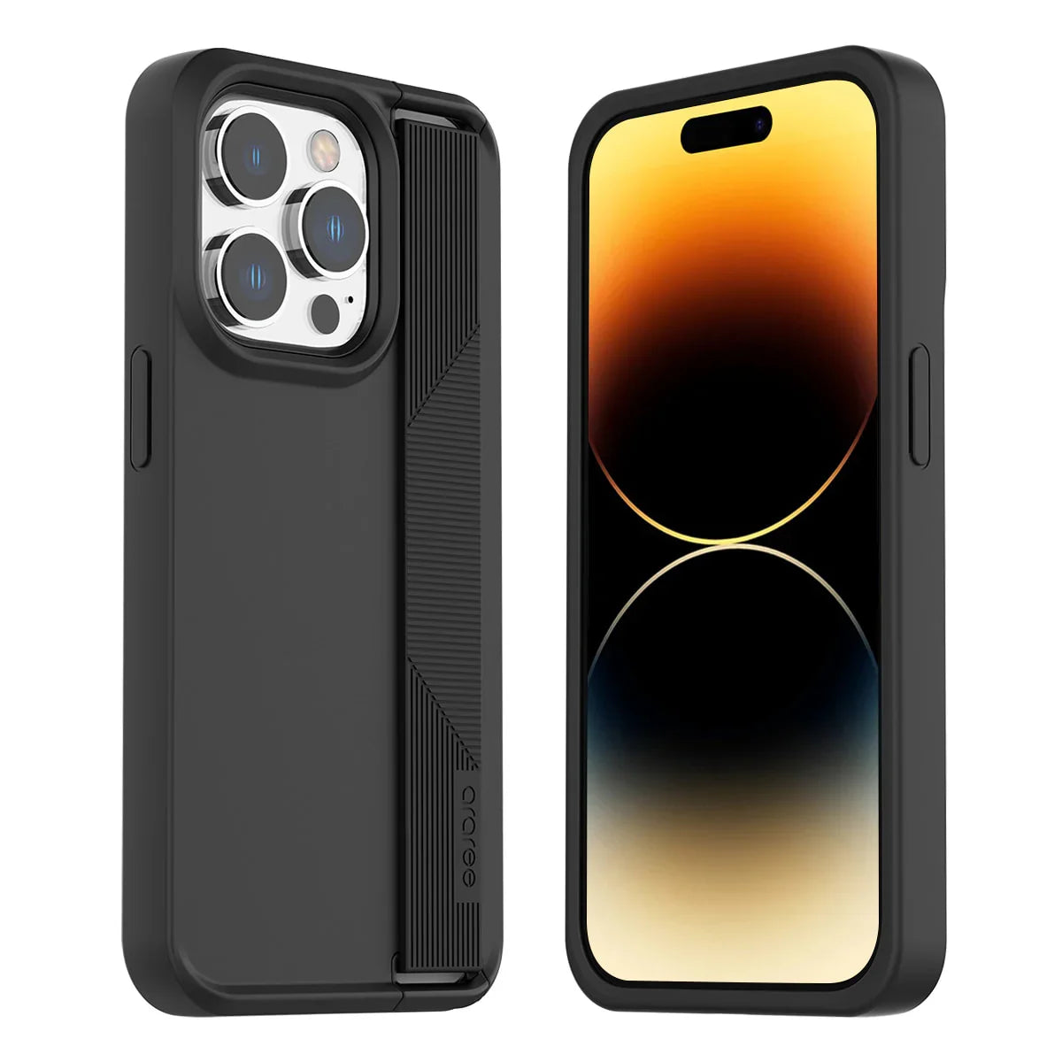 Araree Boat Series Cover With Grip For iPhone 14 Pro - Black - Tashqila Araree Boat Series Cover With Grip For iPhone 14 Pro - Black - Tashqila